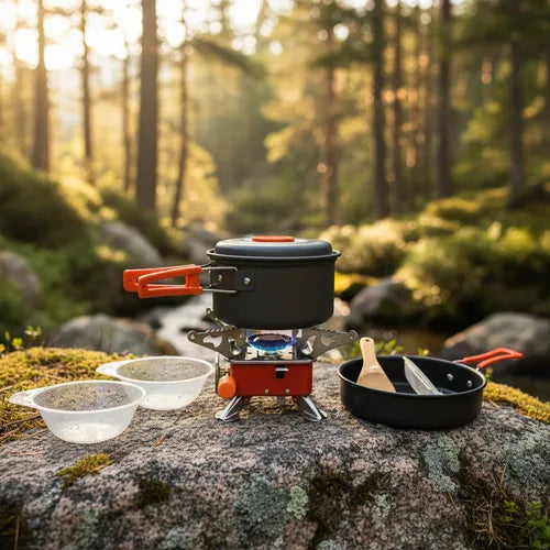 Set de Ollas Para Camping 3 en 1 con Tetera