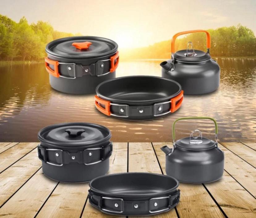Set de Ollas Para Camping 3 en 1 con Tetera
