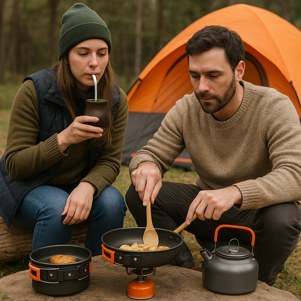 Set de Ollas Para Camping 3 en 1 con Tetera